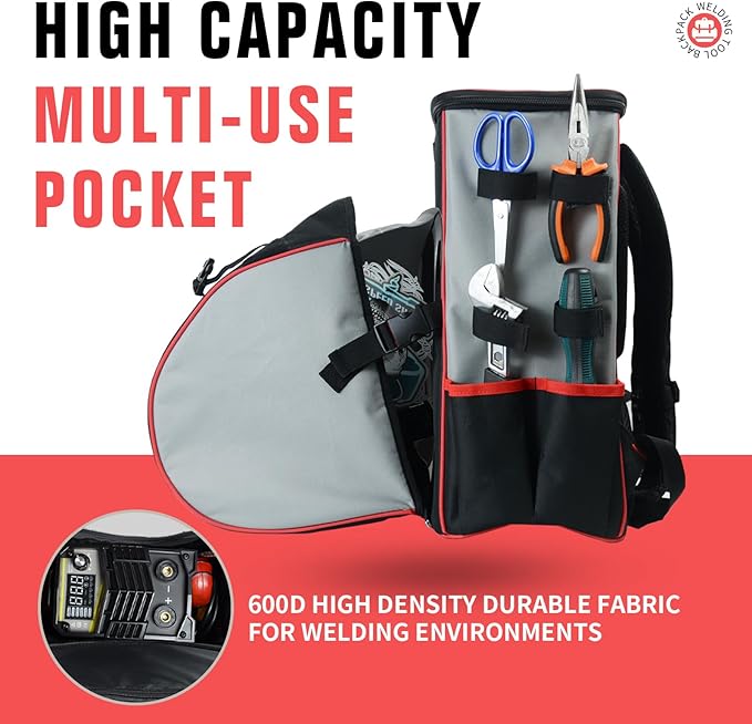 TRQWH Auto Darkening Welding Helmet Large Viewing True Color Solar Powered Welding Hood & Welding Backpack for Men Waterproof Reinforced Bottom Large Capacity