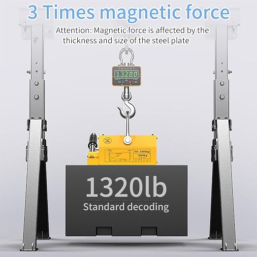 Permanent Magnetic Lifter, 440 lb/200kg Pulling Capacity, Strong Neodymium Magnets Lifting Magnet with Release Handle and Steel Hook for Lifting Plate Steel, Board, Used in Shop Crane, Hoist, Board