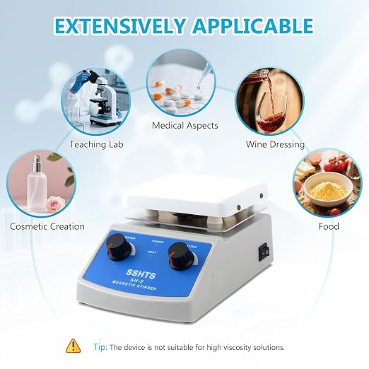 Magnetic Stirrer Hot Plate with Stir Bar 100 to 2000rpm Magnetic Hot Plate Stirrer 180W Heating Power Max 520℉ Magnetic Stir Plate for Laboratory Use Magnetic Mixer Hot Plate