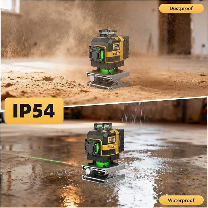 16 Lines Laser Level with Tripod - Green Cross Line Laser, 4x360° Self Leveling Laser Level, 4D Self Leveling Tool for DIY Picture Hanging, Home Renovation, Indoor Project, 2 Batteries Included