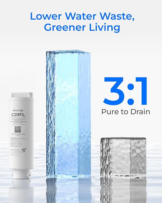 Waterdrop C2RFL Filter, Replacement for Waterdrop C2SL Reverse Osmosis Water Filter Countertop, 12-month Lifetime