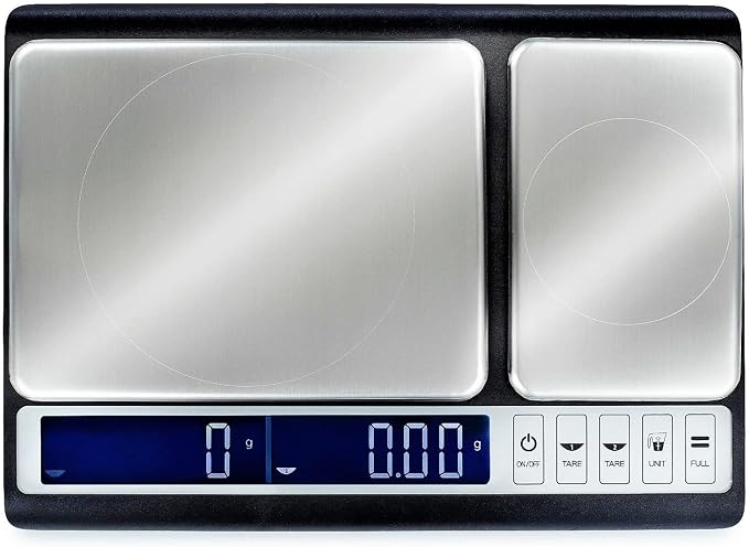 Smart Weigh Dual Platform Digital Kitchen Scale Stainless Steel Culinary Kitchen Scale 10 kilograms x 0.01 Grams High Precision Digital Food Scale Tare Function LCD w/Backlit for Baking Cooking Food