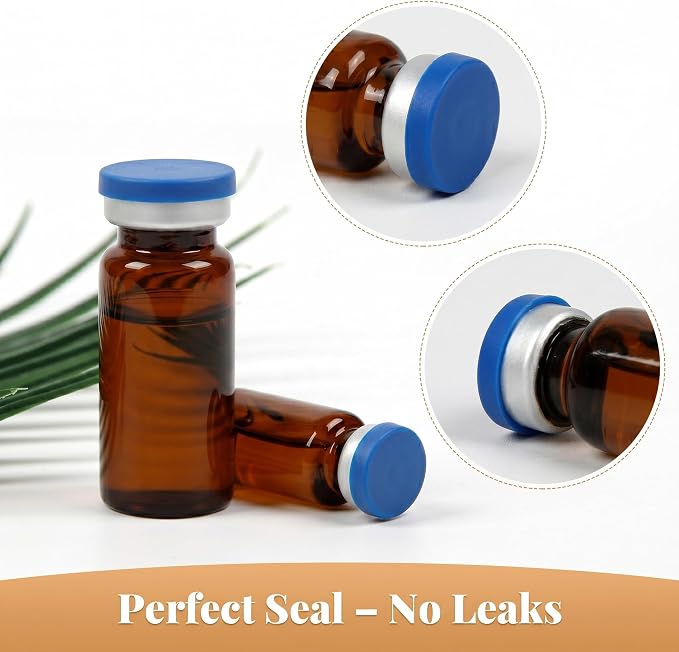 13mm Vial Crimper and 100 Pcs 3ml Amber Flip Top Glass Vials Set, Lab Bottle Sealing Tool, Vial Crimping Tool and 10ml Glass Vials