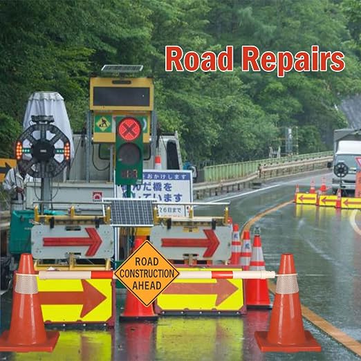 6 Pack Retractable Traffic Cone Bar from 4ft to 7.2ft, Expandable Safety Cone Bars for Parking Lots,Barricade for Road Construction