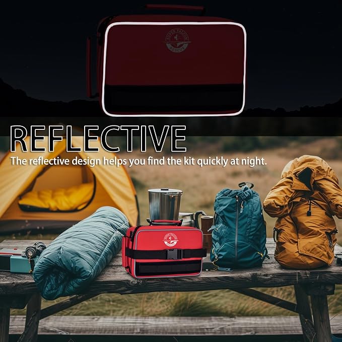 418-Piece First Aid Kit for Home, Travel, Camping, Hiking & Outdoor Emergencies, Tear-Resistant Survival Kits for Business, Vehicle & School, Multi-Use Emergency Medical Supplies