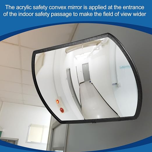 Geetery 4 Pcs 24'' X 15'' Garage Convex Security Mirror Outdoor Indoor Round Rectangular Acrylic Traffic Corner Mirror Blindspot for Wall Parking with Protective Film for Driveway
