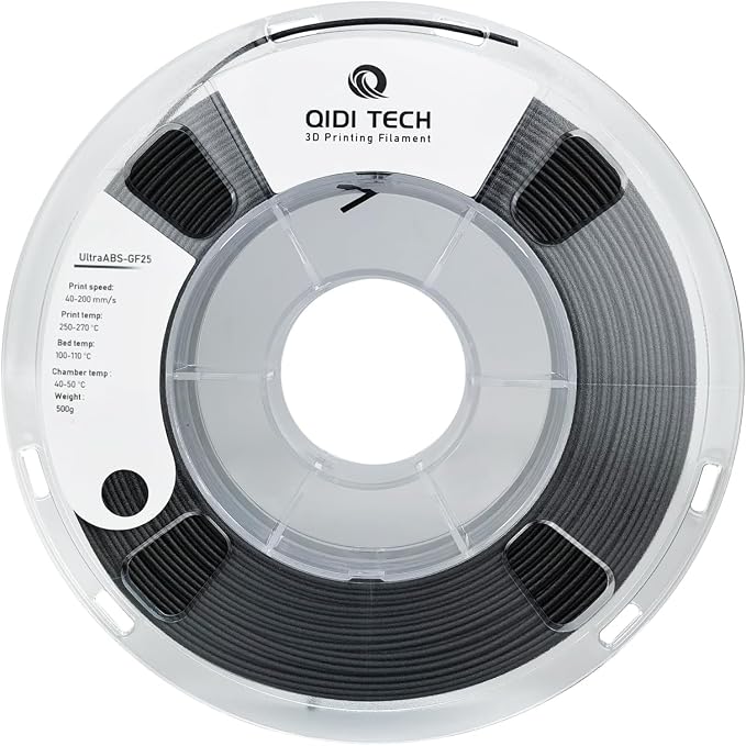 R QIDI TECHNOLOGY Glass Fiber ABS Filament 1.75mm, ABS GF25 Filament for Most FDM 3D Printers,Frosted Texture, High Hardness, High Interlayer Bond Strength,500g Spool, Black
