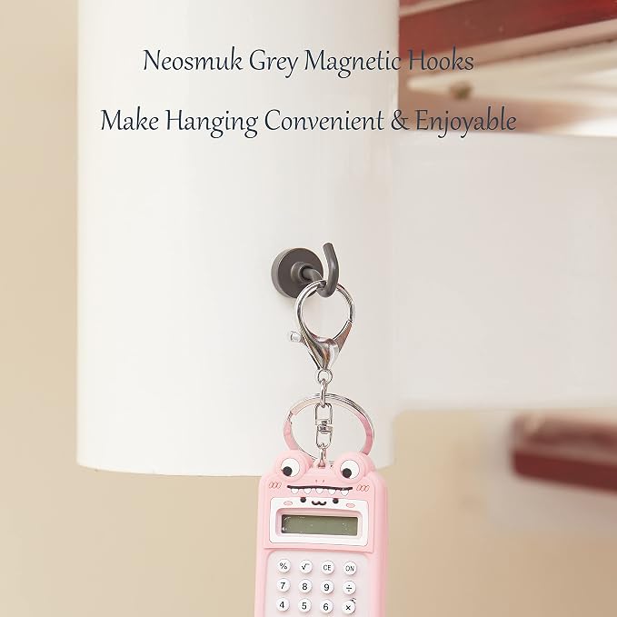 Neosmuk Magnetic Hooks, Cruise Ship Essentials, 32lb+ Heavy Duty Magnetic Hooks for Cruise Cabins, Refrigerator, Grill, Hanging, and Travel | Extra Strong Must-Haves Magnet Hook,Grey
