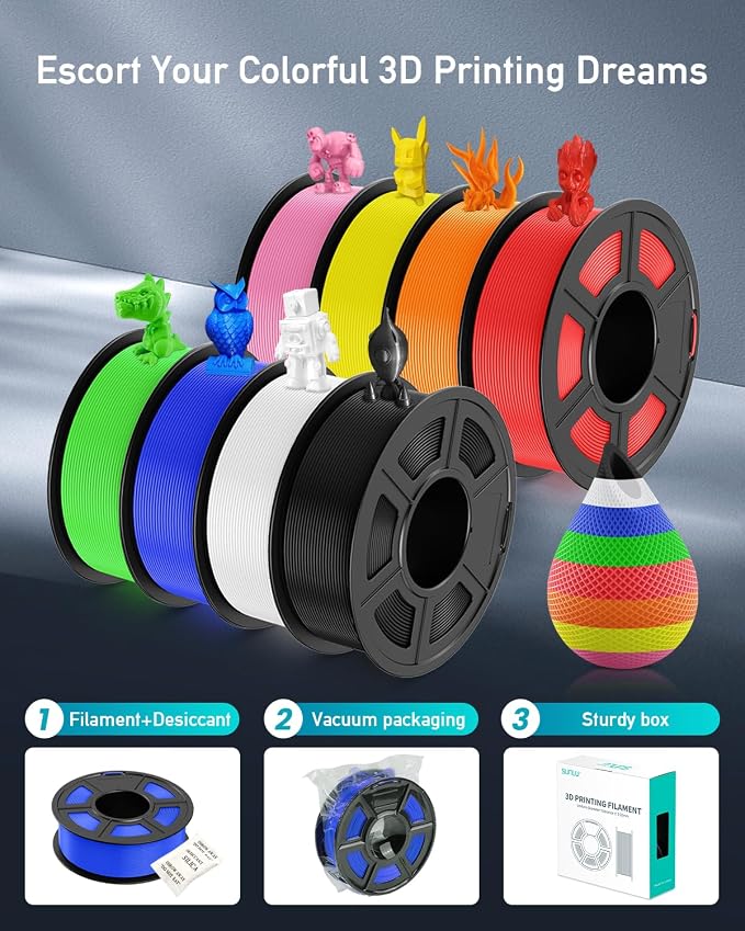 SUNLU 3D Printer Filament PETG Filament 1.75mm, Less Stringing Good Layer Adhesion High Toughness, PETG Filament 1.75 ±0.02mm, 1kg Spool(2.2lbs), Transparent