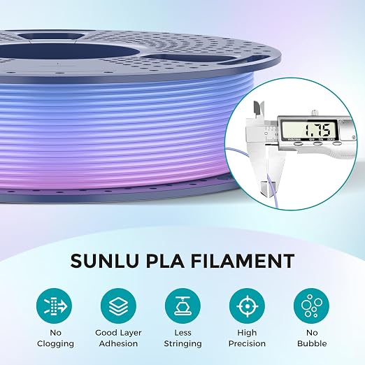 250g Rainbow PLA Filament 1.75mm Bundle, SUNLU 3D Printer Filament Neatly Wound, Fast Color Change Each 8 Meters, 250g Spool, 4 Rolls, Rainbow 01-04