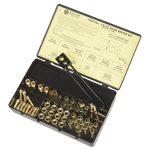 Western Enterprises CK-22 Hose Repair Kits, Full Color Label & Description Chart, Fittings, Crimping Tool, 0.5 Length, A-Size/B-Size