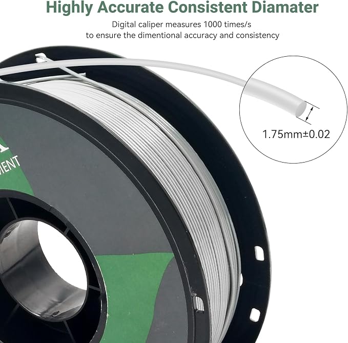 PETG 3D Printer Filament, Dimensional Accuracy +/- 0.03 mm, 1kg Spool(2.2lbs), 1.75 mm Fit for Most 3D Printers, Grey