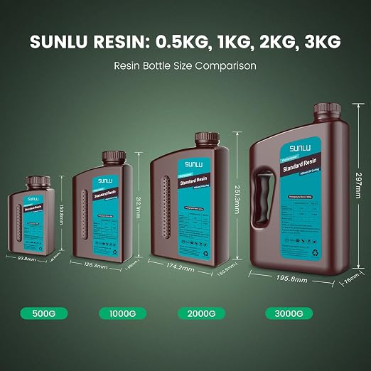 SUNLU 3D Printer Resin 2kg, Fast Curing Standard 3D Resin for Most Resin 3D Printers, 395 to 405nm UV Curing 3D Printing Liquid Photopolymer Resin, Low Shrinkage and High Precision, 2000g, Clear Red