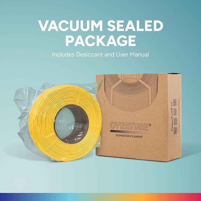 OVERTURE High Speed PLA Filament Refill 1.75mm, Rapid PLA Spoolless 3D Printing Filament, 1kg (2.2lb) Refilament for Bambu Lab, Accuracy +/- 0.02mm, Fit Most FDM Printers (Yellow)