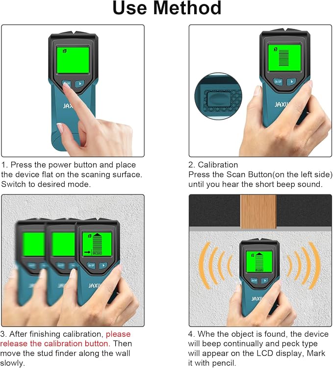 Stud Finder Wall Scanner - 5 in 1 Stud Finder Tool w/Smart Chip and HD LCD Display, Stud Detector Beam Finders for the Center and Edge of Wood AC Wire Metal Studs Joist Pipe (Dark Aqua)