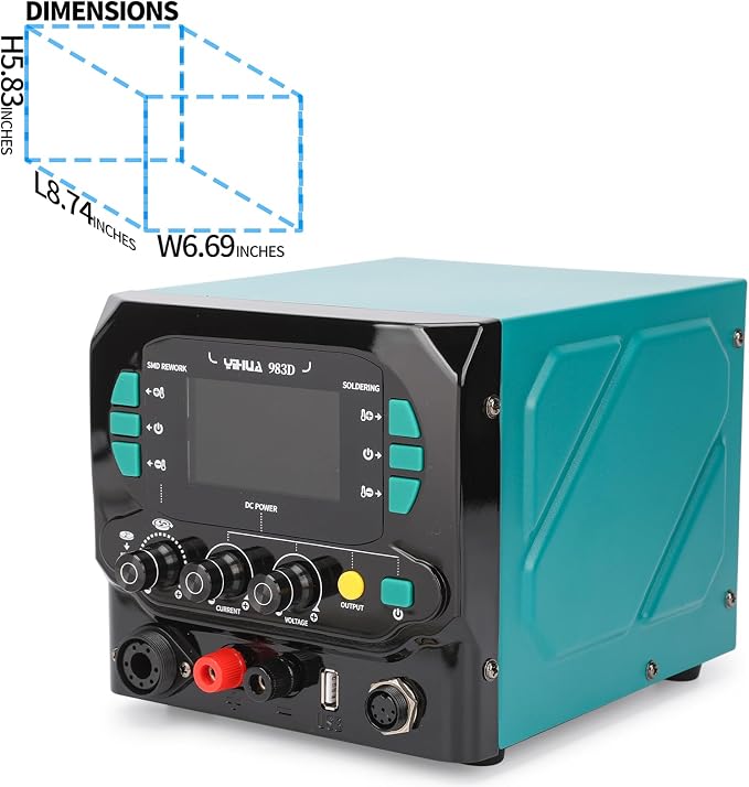 YIHUA 983D 3-IN-1 Micro Soldering Station, BGA Hot Air Rework Station, Lab Variable DC Power Supply