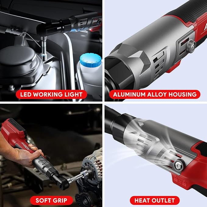 3/8" Cordless Ratchet Wrench for Milwaukee 18V Battery, Brushless Motor | 74Ft-Lbs Electric Ratchet with Variable Speed, 1/2" & 1/4" Adapters, 3" Extension Bar (Tool Only)