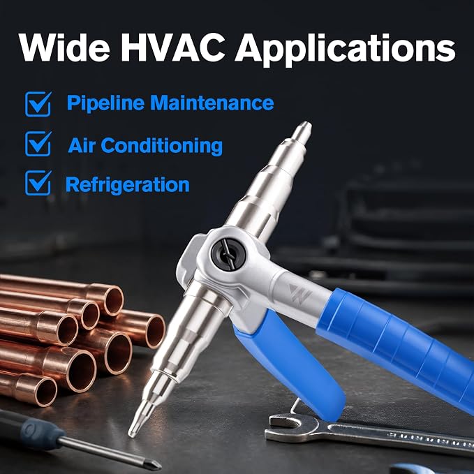 WISSCOOL HVAC Swaging Tool, 1/4" to 7/8" in Copper Tube Expander Blue | Non-slip Rubber Handle, Upgrade Alloy Steel Body