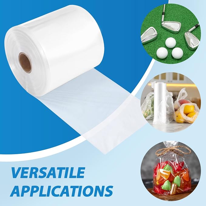 2 Pack 4" x 500' Lay Flat Poly Tube Bags Poly Tubing Roll 2 Mil Clear Food-grade Polyethylene Custom Bag Packaging for Shipping, Storage Food