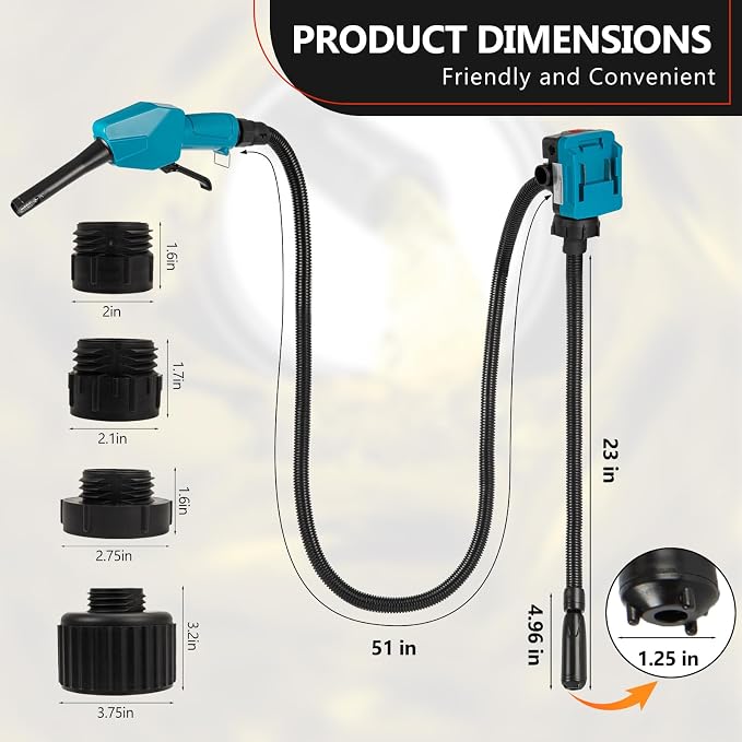 5GPM Cordless Fuel Transfer Pump,Auto-Stop & Hand Nozzle, Compatible with Makita 18V Batteries, 51'' hose,Vertical Operated Portable Pump for Oil,Diesel,Gasoline(Battery not included)
