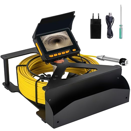 Sewer Camera 100FT,32GB 17MM Plumbing Sewer Drain Snake Camera w/Light | JQKJCAM Waterproof Sewer Scope w/ 4.3'' HD Video Screen,Meter Counter,3.5''Roller Wheel for>=1'' Pipe Duct Inspection