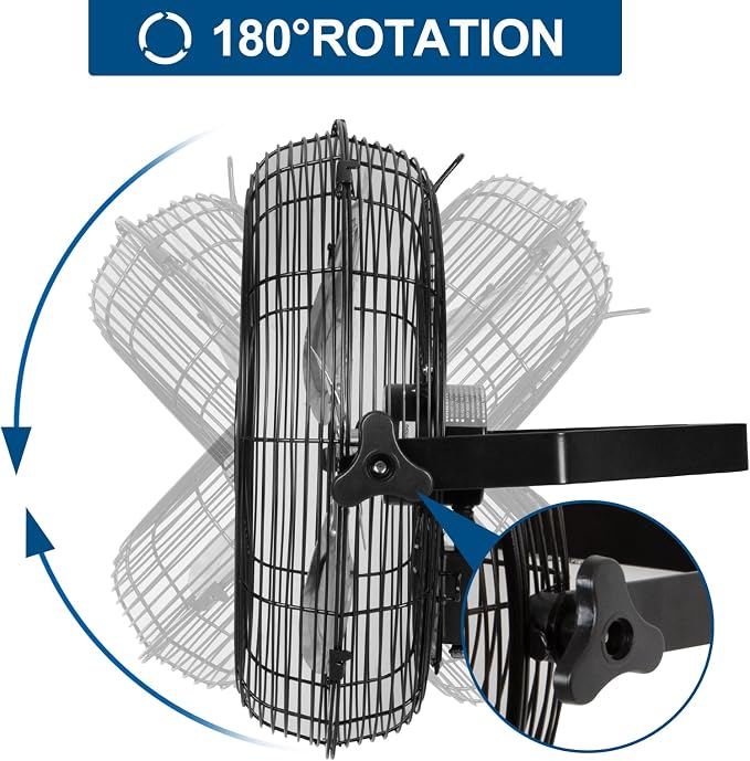 BILT HARD 14 in. High Velocity Outdoor Wall Mount Fan, 3-Speed 3000 CFM Waterproof Wall Fan, Industrial Outdoor Fans for Commercial, Garage, Patio and Gazebo Use, ETL Listed