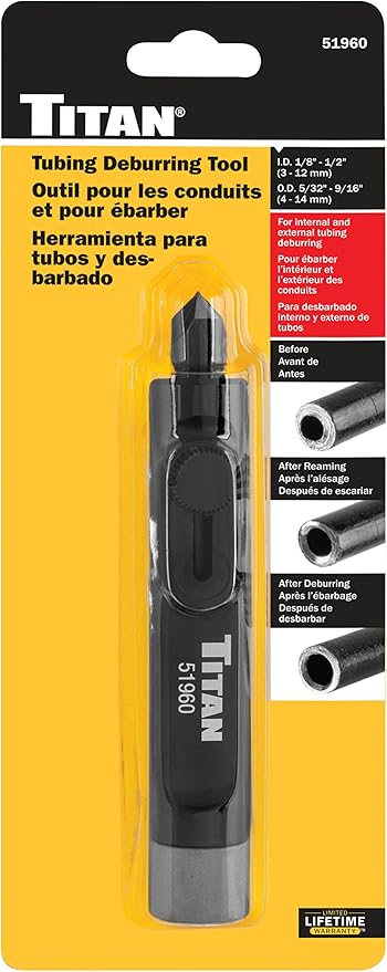 Titan 51960 Internal/External Tubing Deburring Tool, Brake Line Deburring Tool