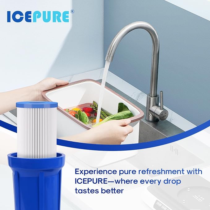 ICEPURE 20 Micron 2.5" x 20" Whole House Pleated Sediment Water Filter Cartridge for Well Water, Replacement for ECP20-20, SPC-25-2020, ECP1-20, ECP5-20, SPC-25-2005, SPC-25-2001, 6PACK