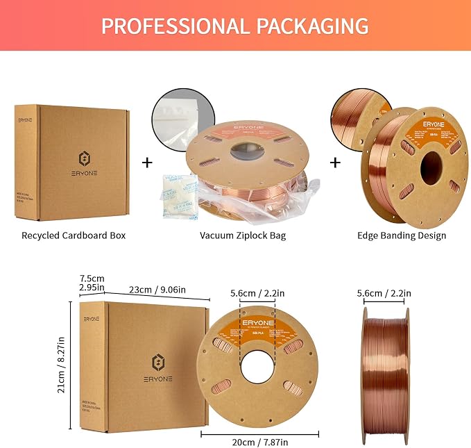 ERYONE Silk PLA Filament for 3D Printer 1.75mm +/- 0.03mm, Shiny Filament 1kg (2.1lbs)/Spool, Coffee Gold
