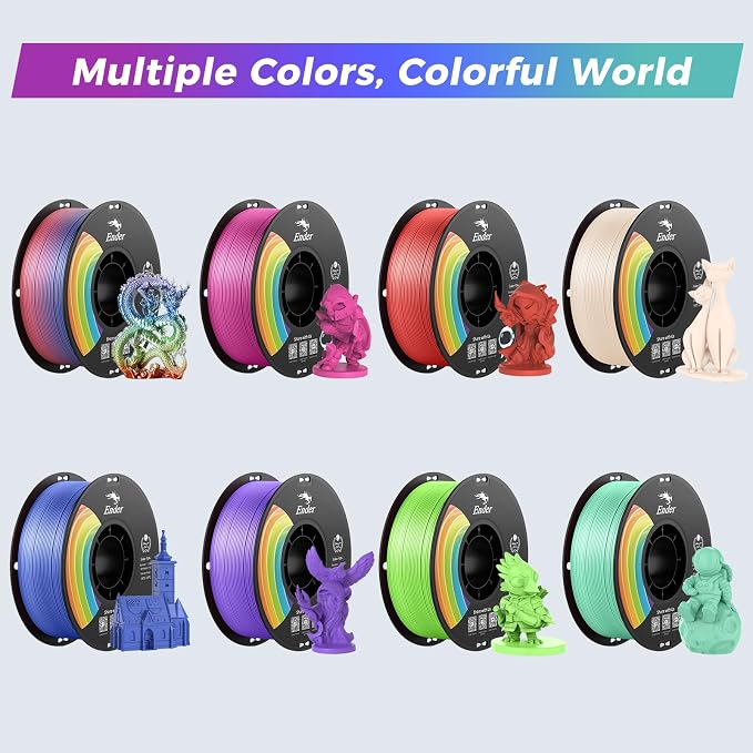 Creality 3D Printer Filament, Rainbow PLA+ Filament 1.75mm, Multicolor PLA Plus Strong Toughness Dimensional Accuracy +/- 0.03mm, PLA Pro for Most 3D Printer, 1KG Spool(2.2lbs)