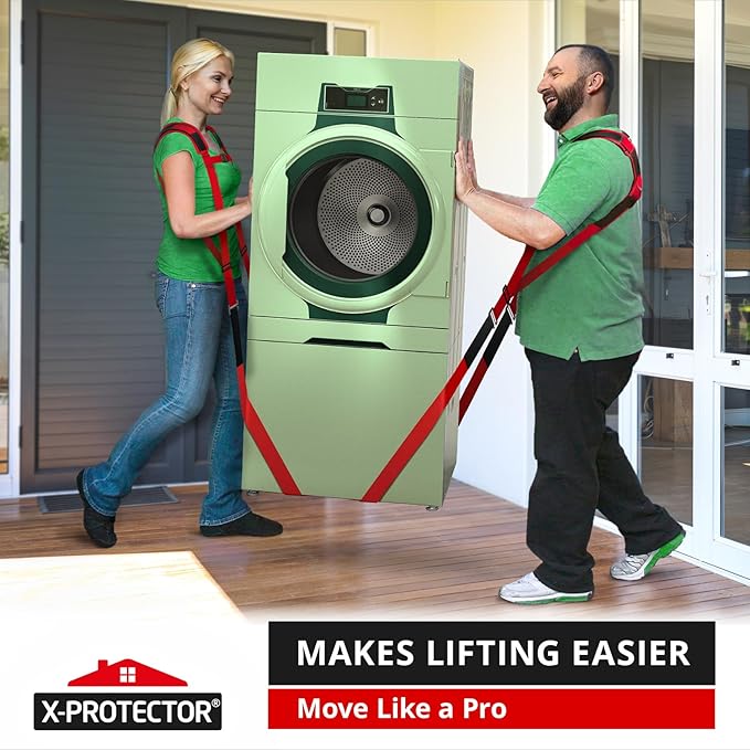 X-Protector Moving Straps - 2 Pairs - Lifting Straps for 2 Movers - Move Furniture Easily and Safely - Perfect for Lifting & Moving Heavy Objects (Adjustable Length 50-118 in)