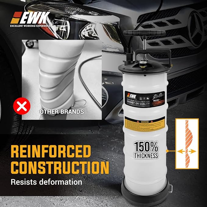 EWK 8L Heavy Duty Manual Oil Extractor Change Pump, Fluid Extractor with Reinforced Tank, Oil Change Pump for Auto Car, Boat, Motorcycle