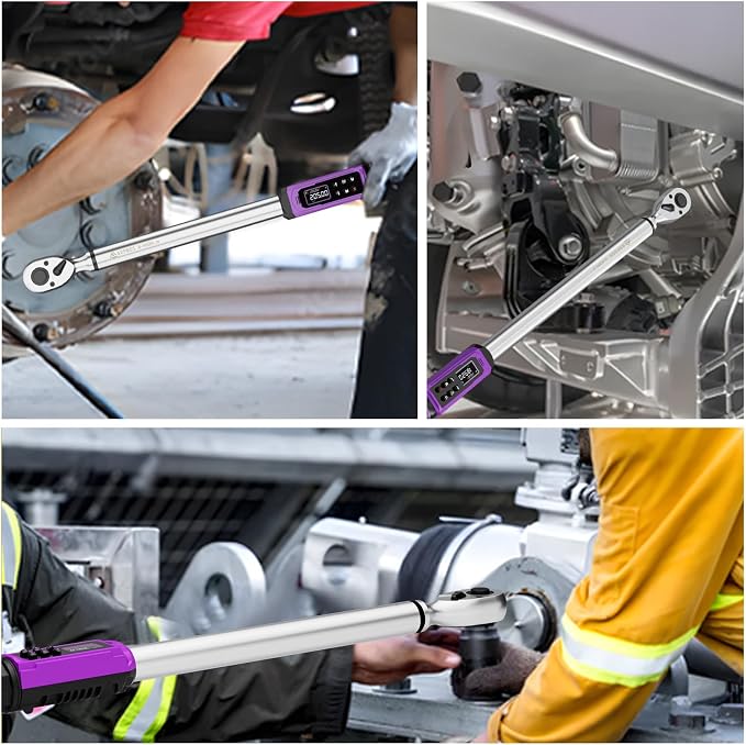 ANPUDS 1/2" Digital Torque Wrench, ±1% Accuracy, 4.43-295 Ft-lb | 9 Presets, 500 Data Storage, LED/Buzzer/Vibration Alerts, 5 Units, Color Display, Adapter & Extension for Auto Repair