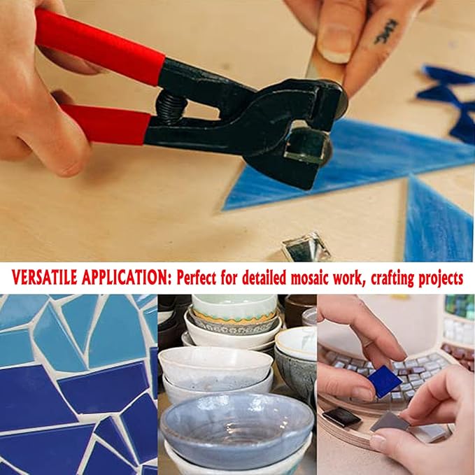 Glass Tile Nippers, Wheeled Glass Mosaic Tile Cutters Pliers Hand Tools, Shapping Plier, Kits for Crafts, Mosaic, Nipper Cutting Ceramic 8-Inch