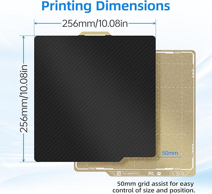 BIQU Designer Series Smooth PET+Textured PEI Build Plate for Bambu-Lab P1P P1S P2S X2D X1C X1E A1 257x257mm, Double Sided PEI Spring Steel Flexible Sheet Print Bed Removable Surface Platform