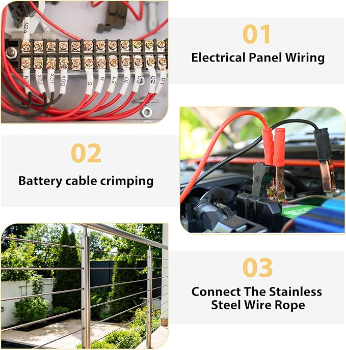 Hydraulic Crimping Tool and Cutter Set, Hydraulic Crimper, 12 AWG to 2/0 AWG, Cable Crimper with 9 Crimping Dies, for Industrial and Residential Electrical Work