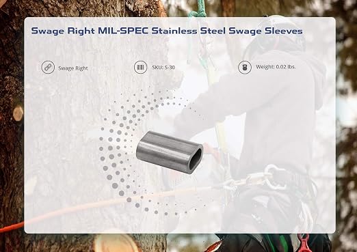 MIL-SPEC Stainless Steel Swage Sleeves Clip & Ferrules (1/16 inch) – Oval Duplex Wire Rope Cable Crimping Loop Fittings (Pack of 30)