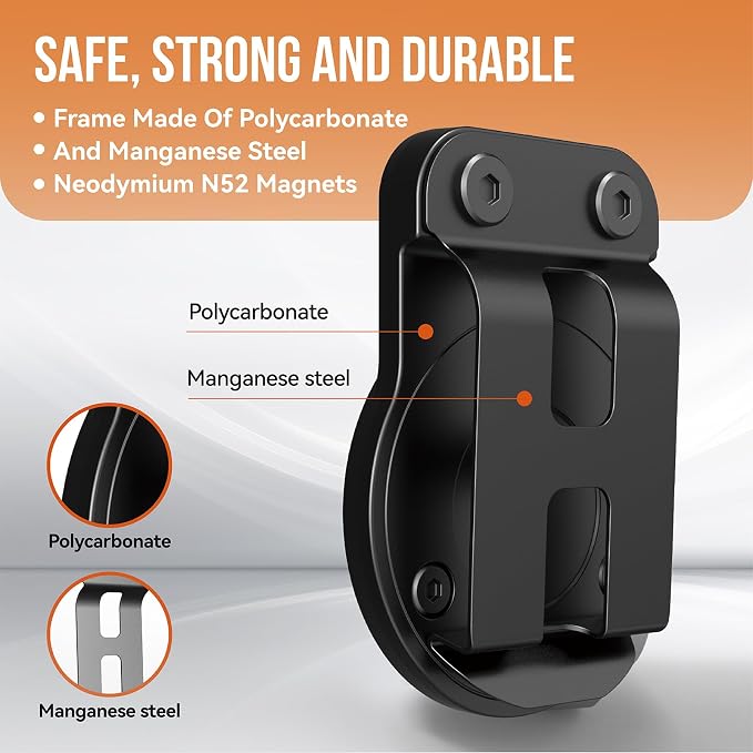 Magnetic Tool Holder | Strong Magnet Clip-On Belt Holster for Wrench, Pliers, Screw Driver, Hammer, Screws, Nails, Sockets, Trowel, Drill Bit, or Any Magnetic Tool and Hardware Holder