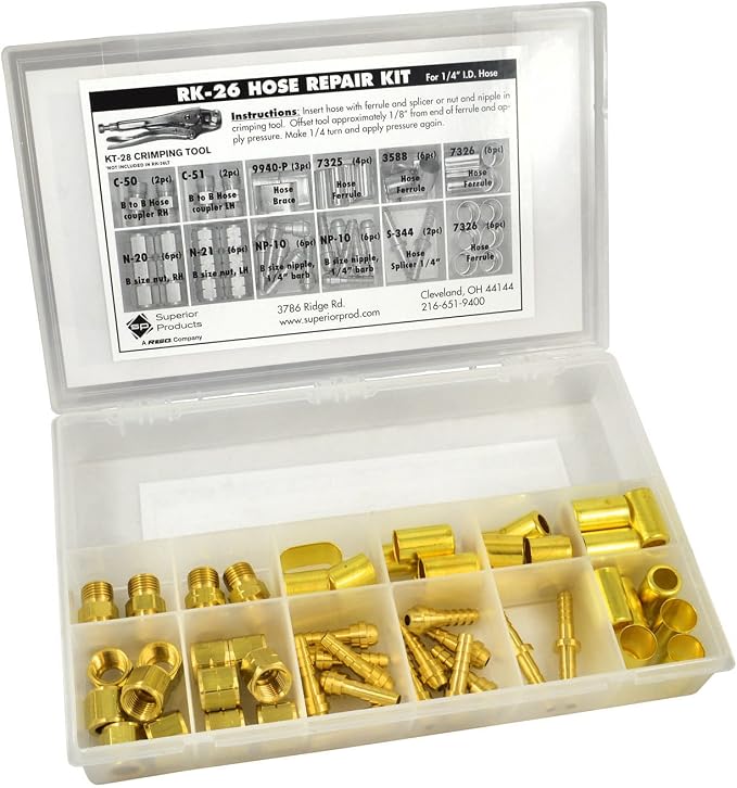 Without Crimping Tool - Superior RK-26 1/4" Hose Repair Kit Western