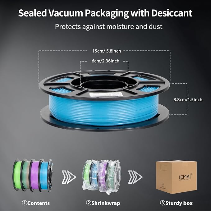 IEMAI Glow in The Dark PETG Filament 1.75mm Bundle, Multicolor Luminous 3D Printer Filament 250g×4 Spools(Total 1kg) Rainbow+Green+Blue+Purple, Easy Printing, Accuracy +/-0.02mm