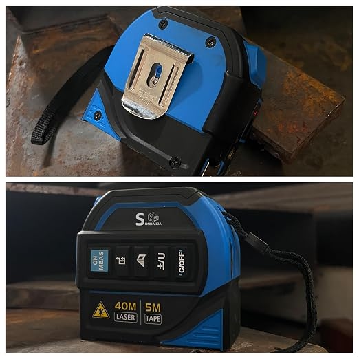 4-in-1 Laser Tape Measure with Laser Level Crosshairs | 130ft/40m Laser Distance + 16ft/5m AutoLock Tape | Backlit LCD Display (Ft/Inch/M/mm & Fractions) | for DIY, Construction, Interior Design