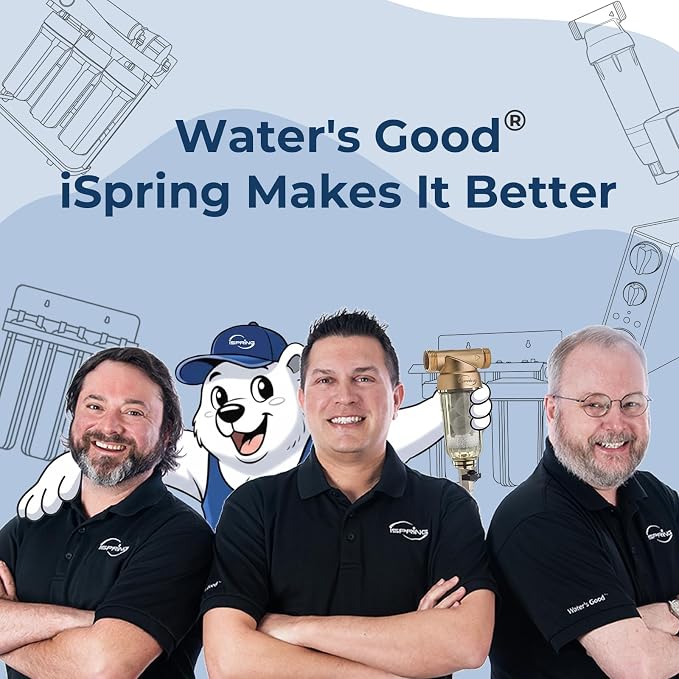 iSpring WSP-50SLS Spin Down Sediment Filter & Water Scale Inhibitor, Whole House Scale & Corrosion Prevention Prefilter, Mesh-Cleaning Scraper-Beads, Flushable Well Water Sediment Buster, 50 Microns