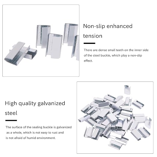 Packaging Strapping Open Serrated Seals for 5/8" Strap Width Polyester (PET) Strapping (Pack of 100)