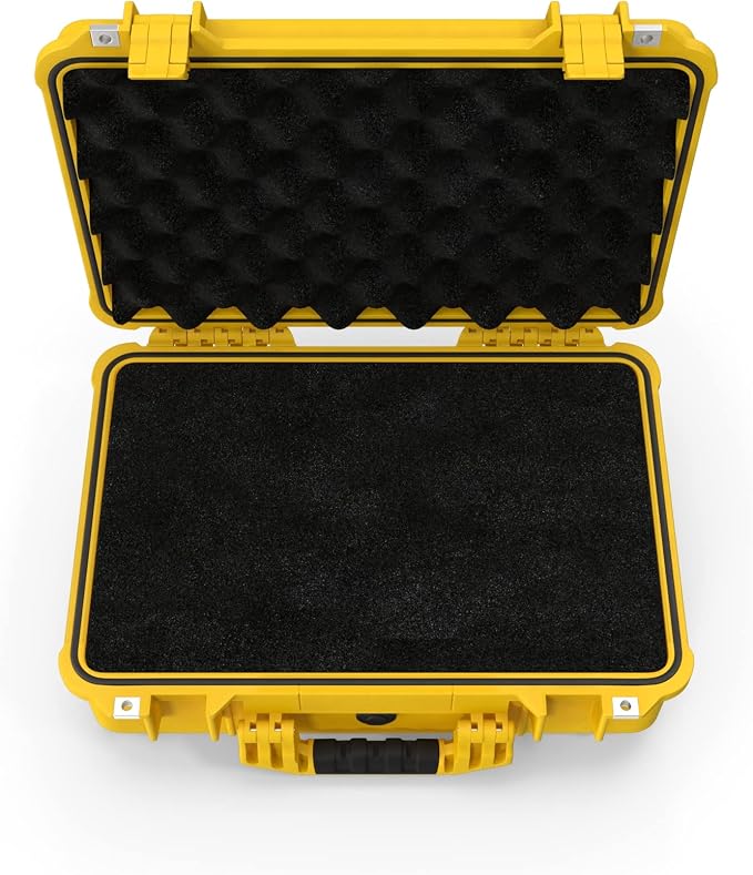 MEIJIA Portable Waterproof Hard Camera Case, Dry Case with Customizable Fit Foam, Protection for camera, drones,telescopes,18.5 x14.06x6.93inches(Yellow)
