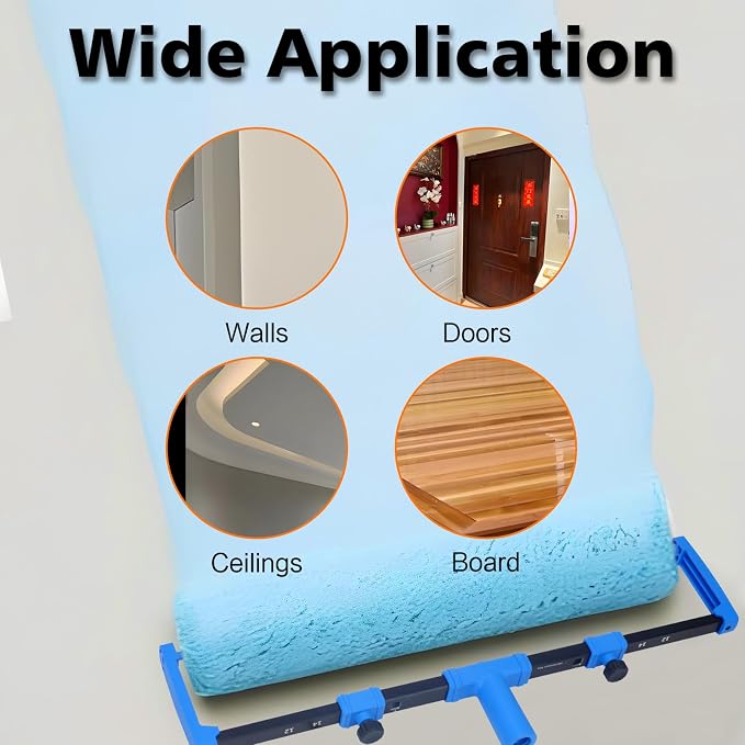 Paint Roller Kit, 12PCS Painting Set, 18 inch Paint Rollers Disposable Paint Tray Liners and Roller Covers, 21.26~47.64in Extension Pole, Large Paint Rollers(Gloves Included)