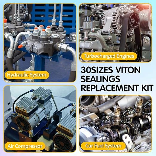 Viton O-Ring Kit, 396PCS, 30 Sizes, Metric, Shore 75A Durometer | FKM O-Rings,High-temperature resistant,Hydraulic, Automotive, Engine and Plumbing Repair