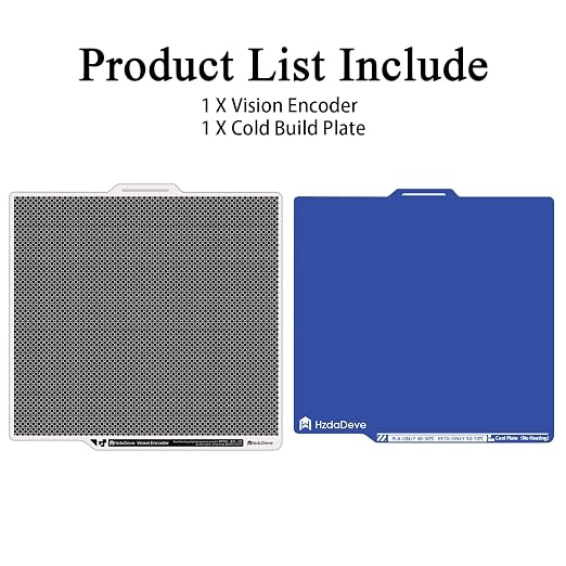 HzdaDeve X2D Vision Encoder and X2D Cool Plate Double Sided Smooth Cold Build Plate PEI Sheet Platform 257.5X257.5MM Advanced Accuracy Calibration Tool 5-Minute Calibration for Bambu Lab 3D Printer