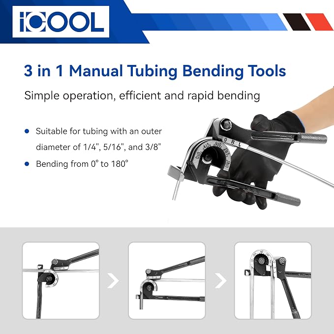ICOOL 25 ft 3/16" Zinc Coated Brake Line Flaring Tool Kit with 20 Fittings and 4 Unions Brake Line Fittings, Brake Line Kit with Tube Bender and Reamer