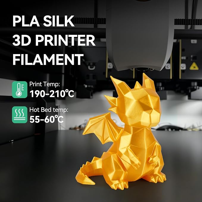 10 Roll Silk Monochrome PLA 3D Printer Filament Bundle, 1.75mm, 10-Color Set, 1KG Spool(2.2lbs), Dimensional Accuracy +/- 0.02mm