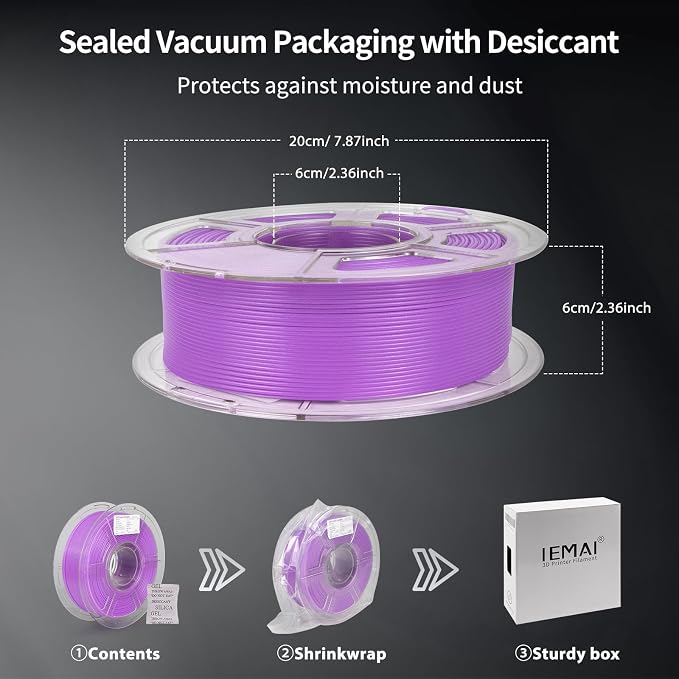 IEMAI Purple Glow in The Dark PETG Filament 1.75mm 1KG, Luminous 3D Printer Filament High-Brightness & Long-Lasting Glowing, Neat Wound & Easy Printing, Accuracy +/-0.02mm